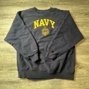 Jansport Sweatshirt Mens XL Navy Blue US Naval Academy Vintage Cross Grain U39